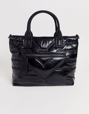River Island – Gesteppte Shopper-Tasche in Schwarz | ASOS DE