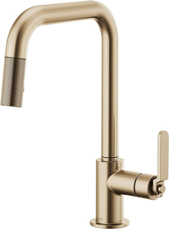 Brizo 63054LF-GL Litze Pull-Down Faucet with Square Spout and Industrial Handle In Luxe Gold | Amazon (US)