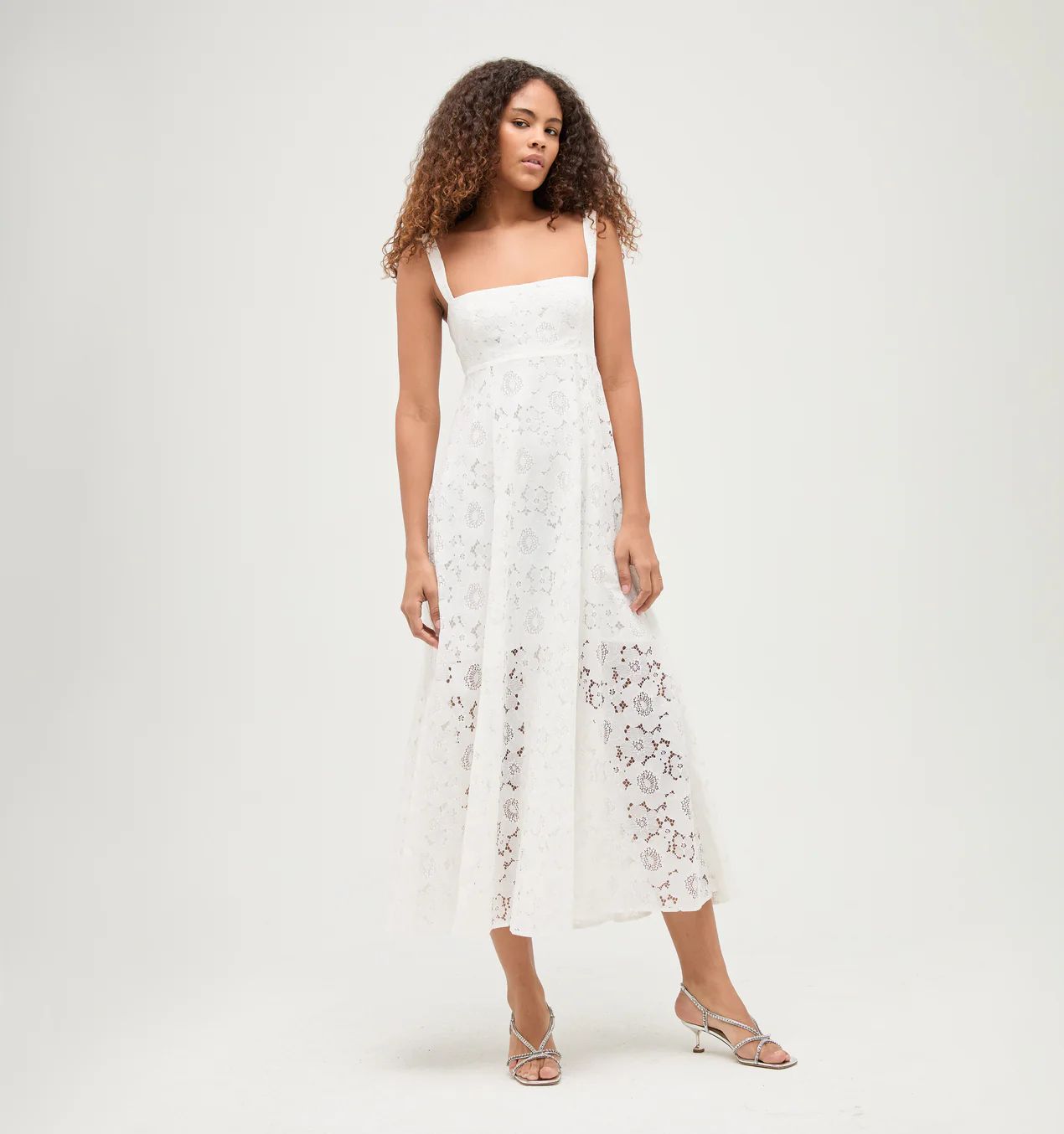 The Lace Rowena Dress - White Floral Lace | Hill House Home