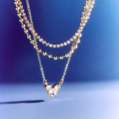Disney Mickey Mouse Layered Necklace - Gold/Pavé | BaubleBar