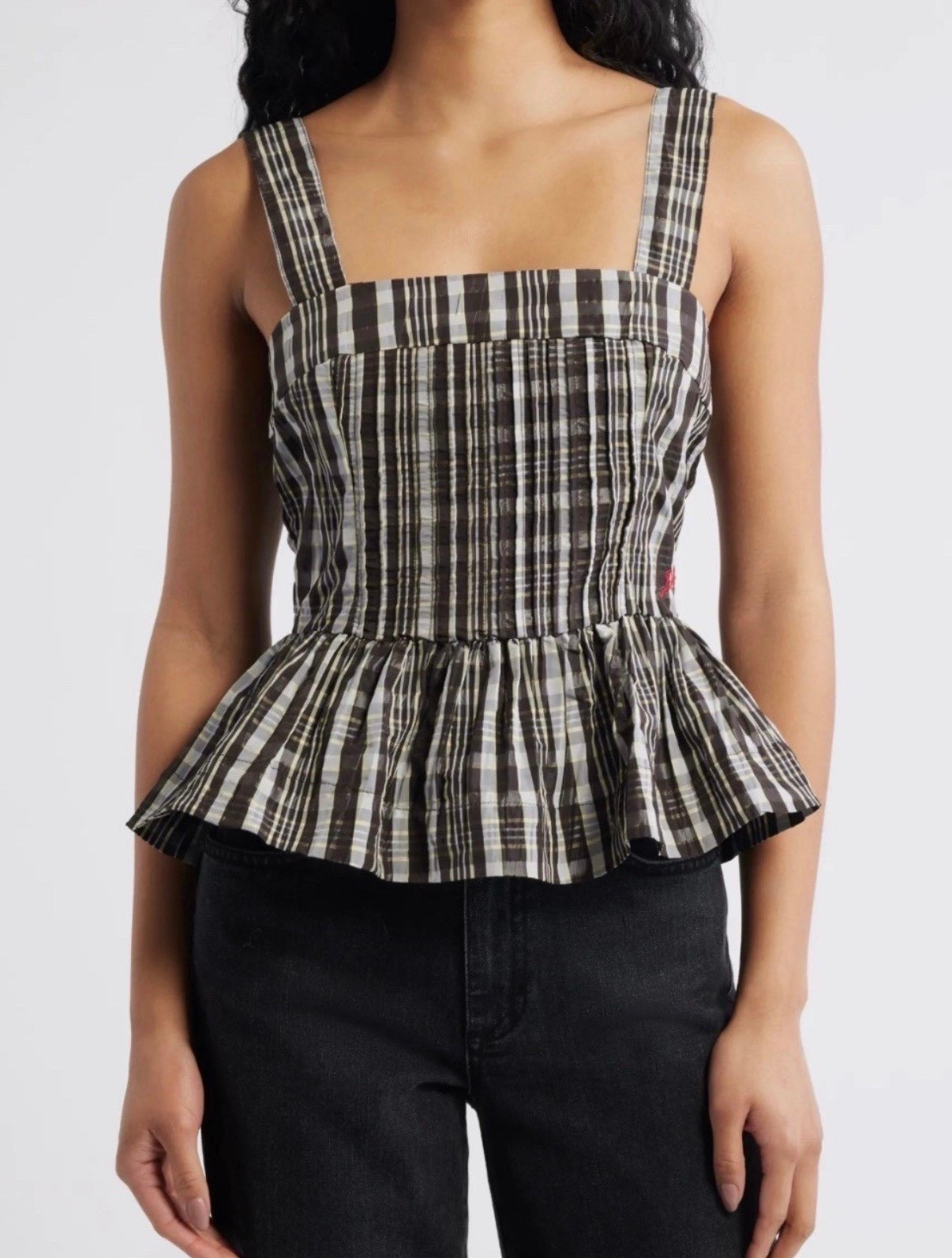 Peplum top
Black wide leg jeans 

#LTKSeasonal