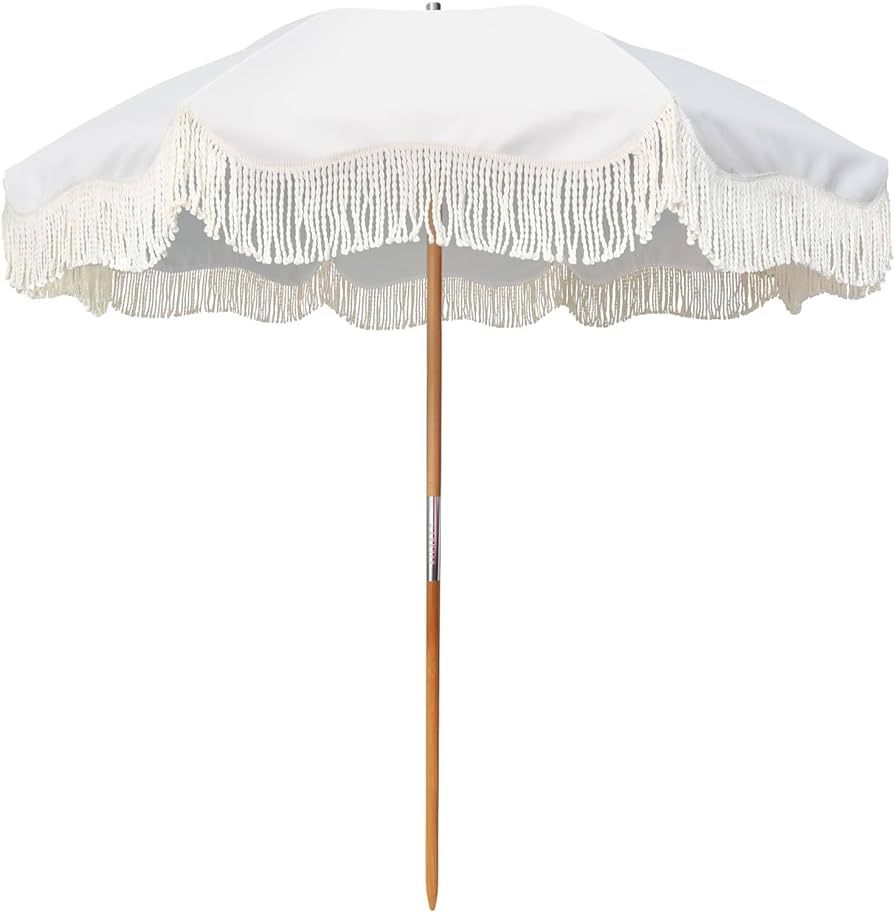 AMMSUN Beach Umbrella with Fringe - Upgraded Version for Beach, 6.5ft Boho Umbrella with Tassels,... | Amazon (US)