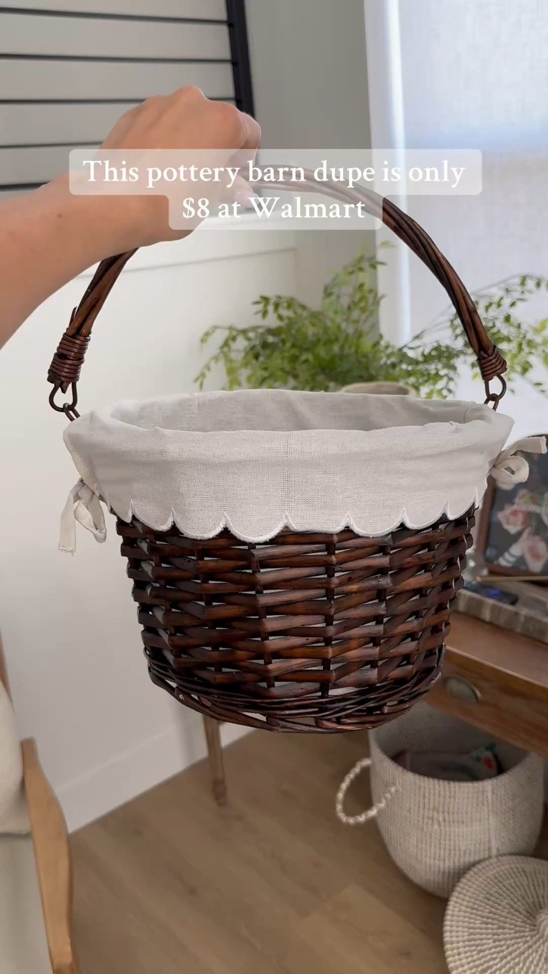 This pottery barn Easter basket dupe is only $8 at Walmart! I love the dark wicker basket color with the scalloped edge. Perfect for a classic traditional Easter basket  

#LTKSpringSale #LTKSeasonal #LTKFamily