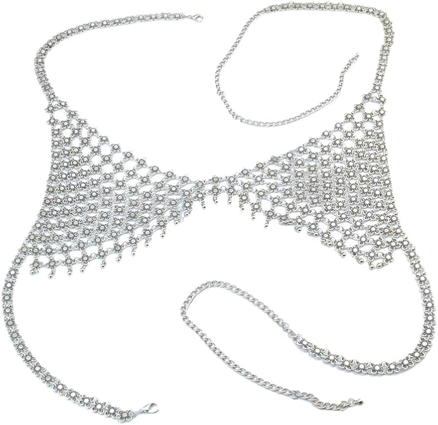USHOBE Hollow Chain Necklace Bikini Bra Accessories Beach Party Body Jewelry for Women Ladies Dec... | Amazon (US)
