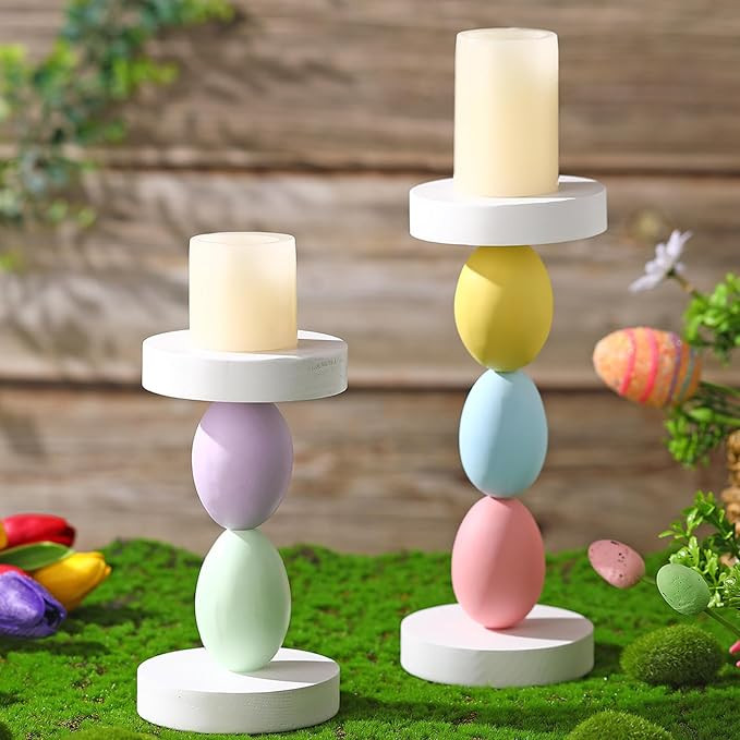2 Pcs Easter Candle Holder Easter Decorations Candlestick Holder Spring Home Decoration 9.5 Inch ... | Amazon (US)