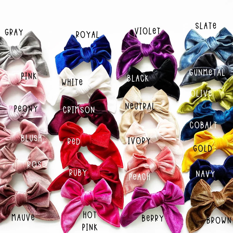 Edged Velvet Bows Serged Bow Classy Bow Little Girl Hair - Etsy | Etsy (US)