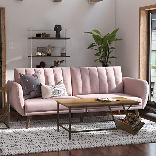 Novogratz Brittany Sofa Futon - Premium Upholstery and Wooden Legs - Pink | Amazon (US)