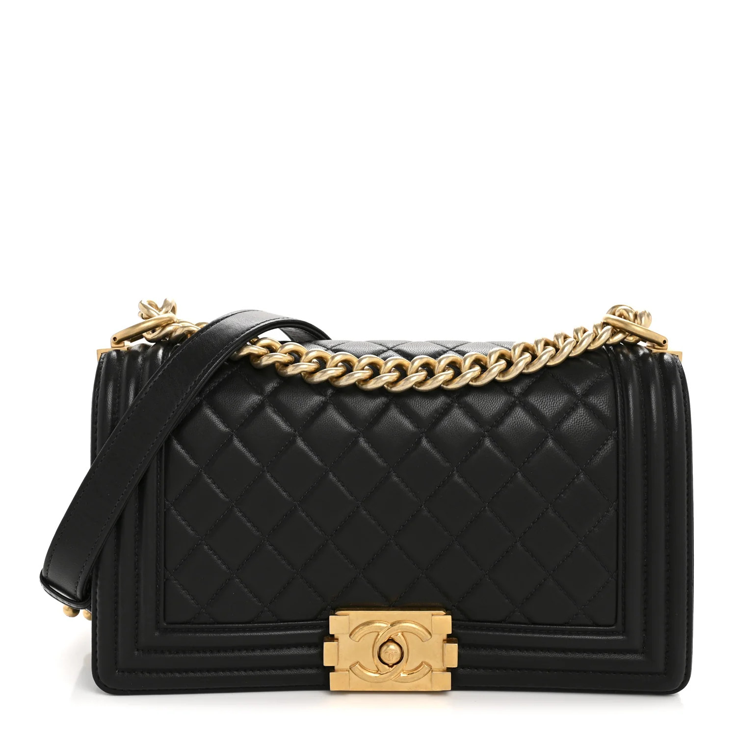 Lambskin Quilted Medium Boy Flap Black | FASHIONPHILE (US)