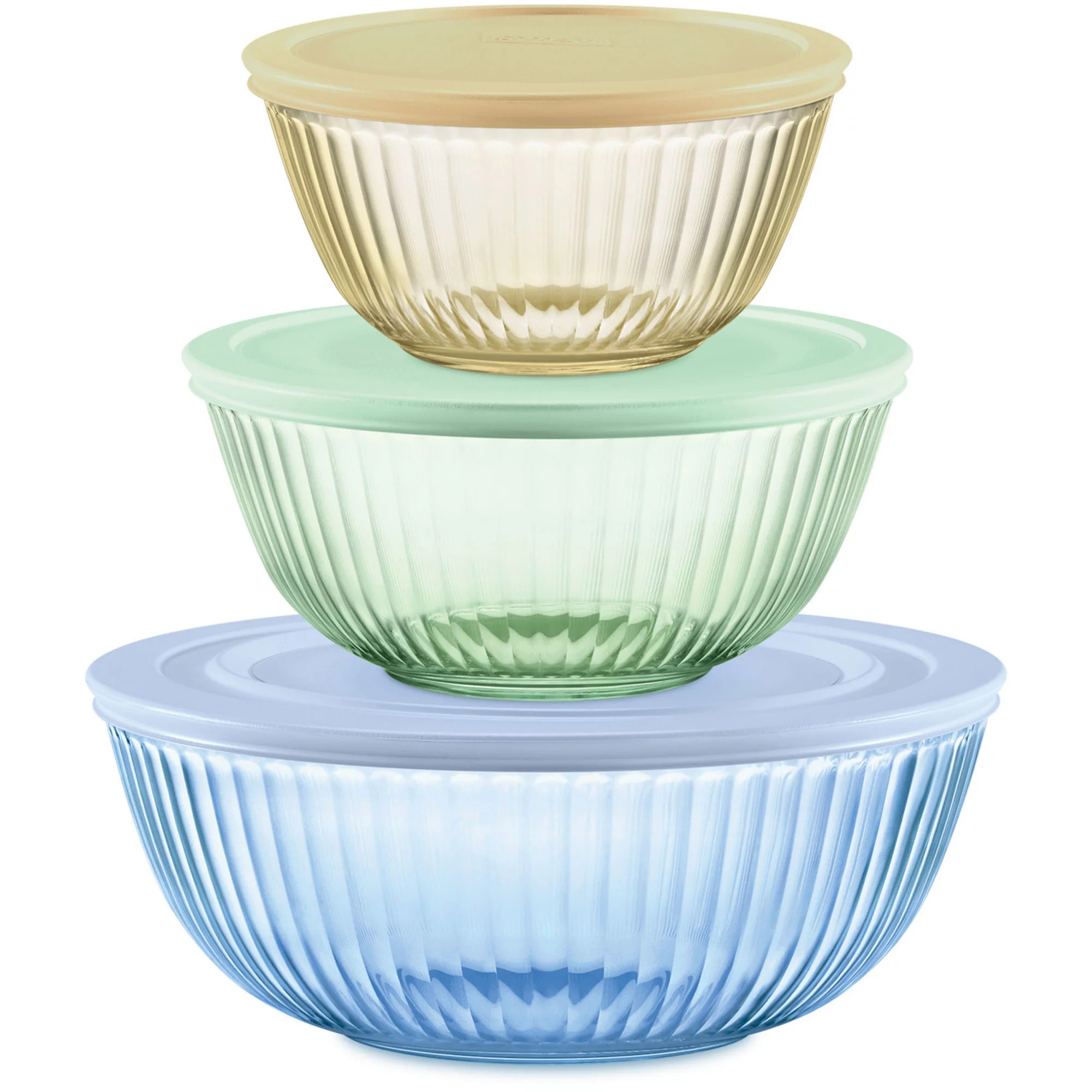 Pyrex Colors Sculpted Tinted Dreams 6-piece Lidded Mixing Bowls Set | Kohl's