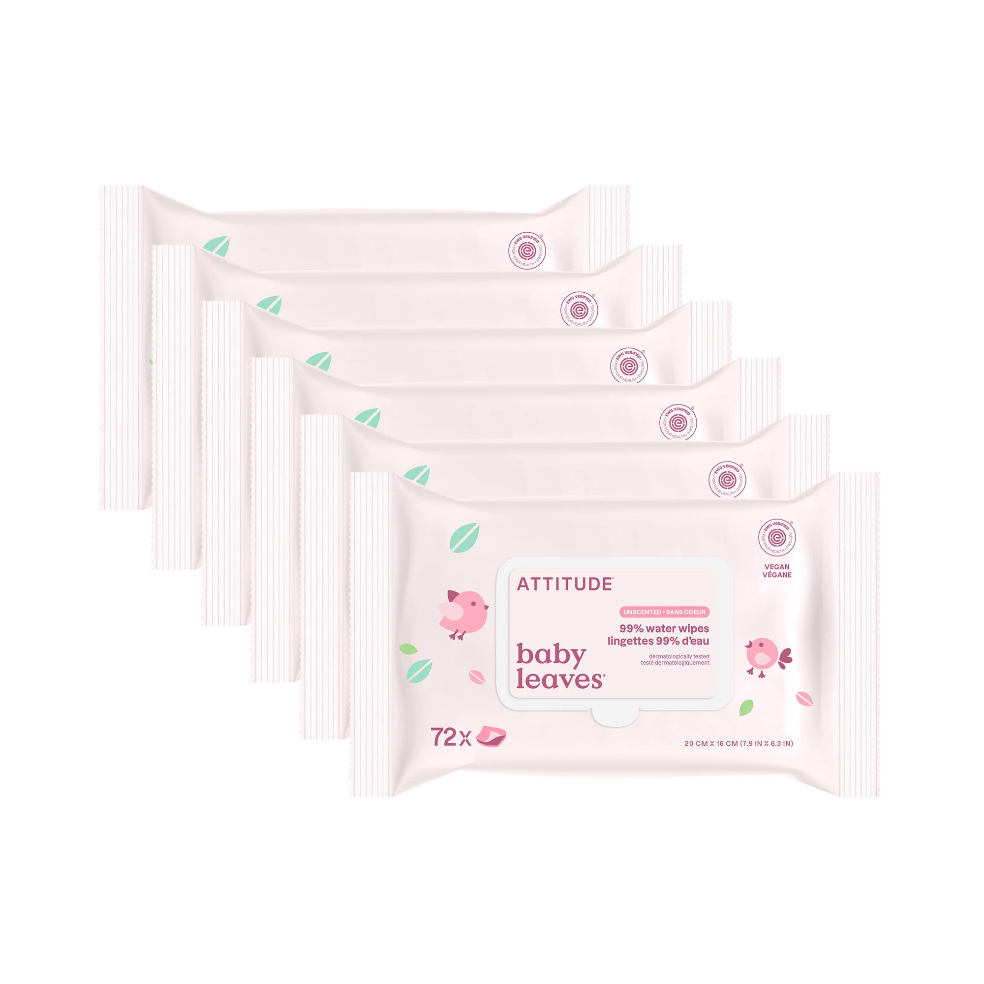 ATTITUDE™ Baby Wipes - 99% Water / Unscented / 6 units / EWG Verified® - Made by ATTITUDE™ | ATTITUDE Living