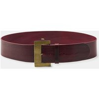 Zara - 100% Leather Wide Belt With Square Buckle - Burgundy - 32 (Us 32) - Woman | Zara US