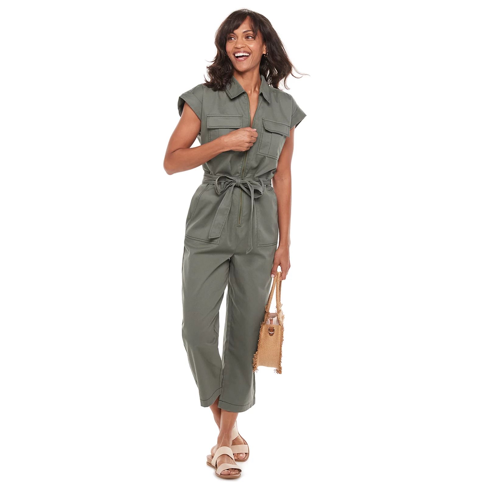 Women's Sonoma Goods For Life + Now & Gen Utility Crop Jumpsuit, Size: XXL, Med Green | Kohl's