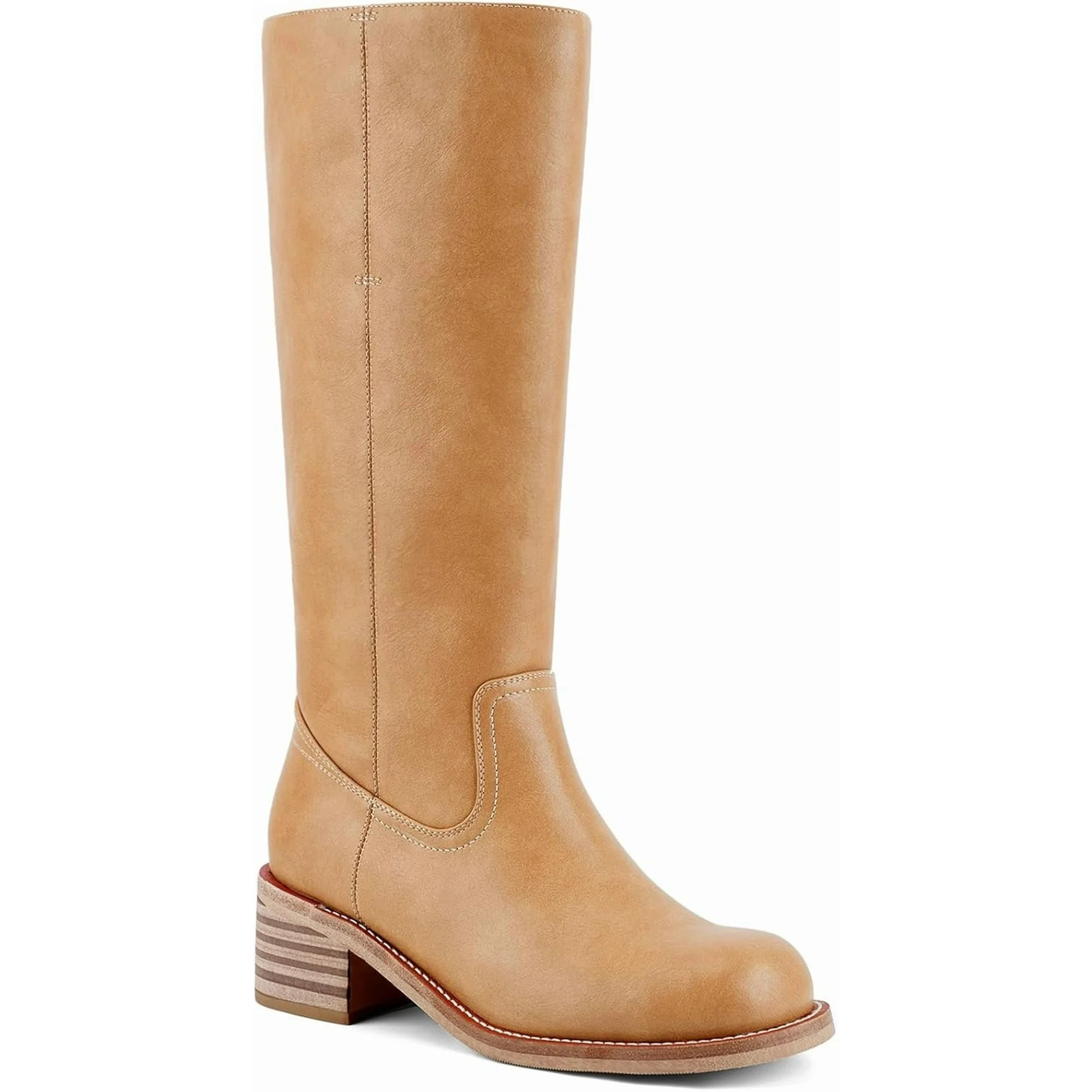 Women's Knee High Boots Chunky Block Heel Long Boots Square Toe Low Heel Boots for Women | Walmart (US)