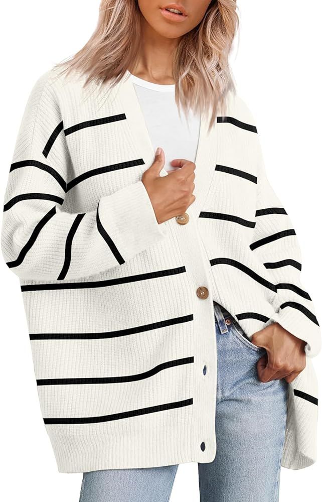 EFAN Women's Cardigan 2023 Open Front Oversized Button Lightweight Sweaters V Neck Loose Cardigan... | Amazon (US)