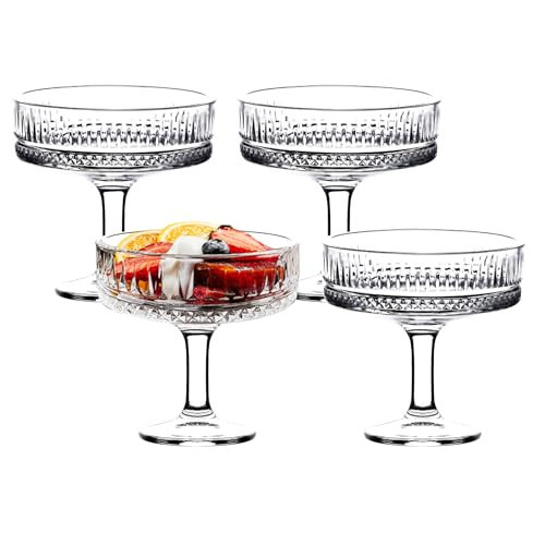 binsakao 4 Pcs Martini Glasses, 6 oz Small Coupe Glasses Set, Classic Cocktail Glassware for Bar Drinking, Cocktails, Wine, Champagne, Dessert, Fruit | Amazon (US)