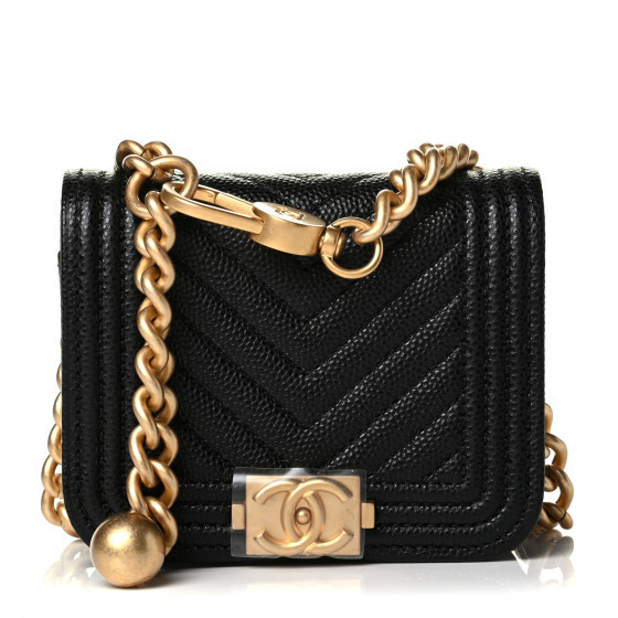 CHANEL Caviar Chevron Boy Flap Waist Belt Bag Black | Fashionphile