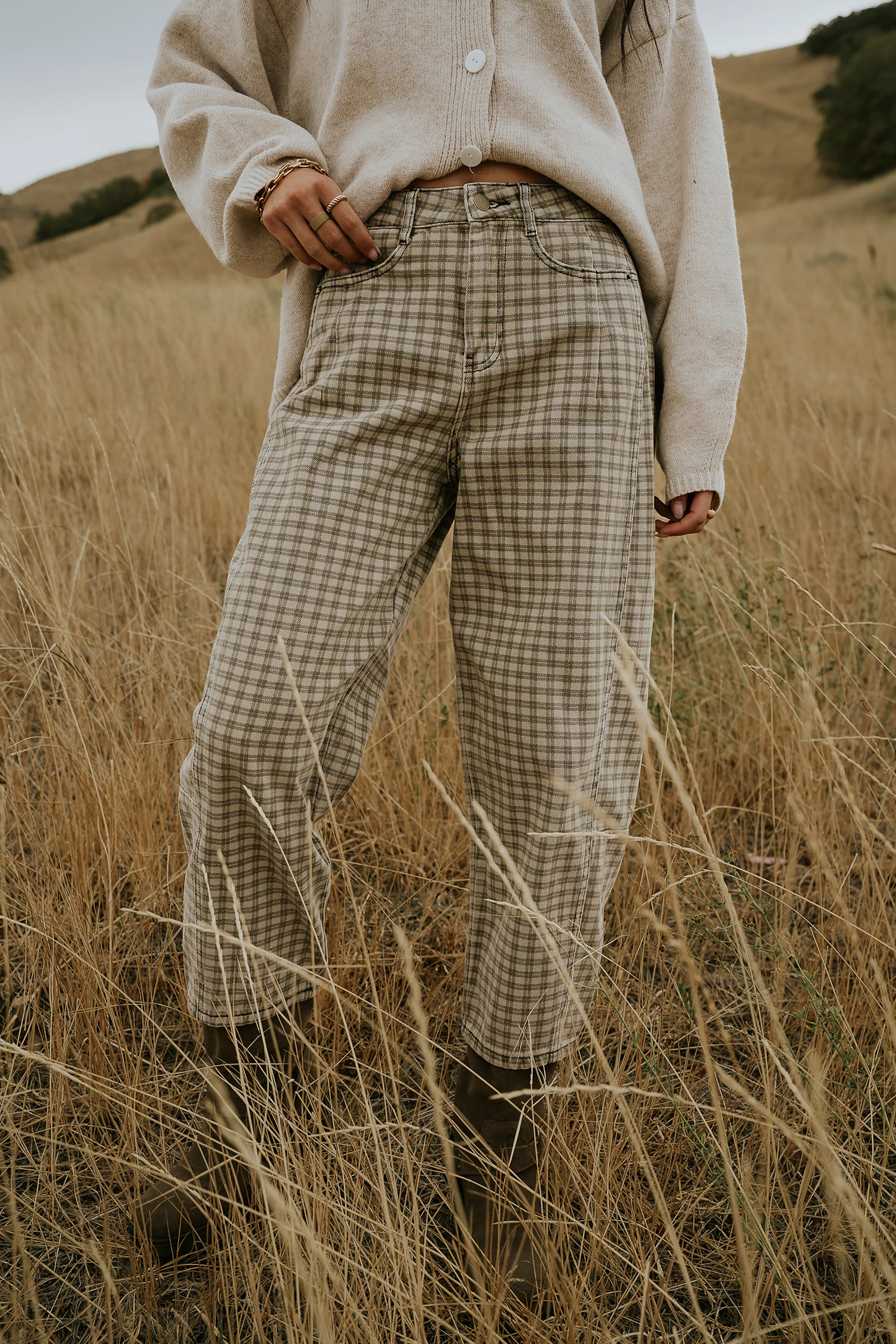 Nala Plaid Barrel Jeans | Böhme US