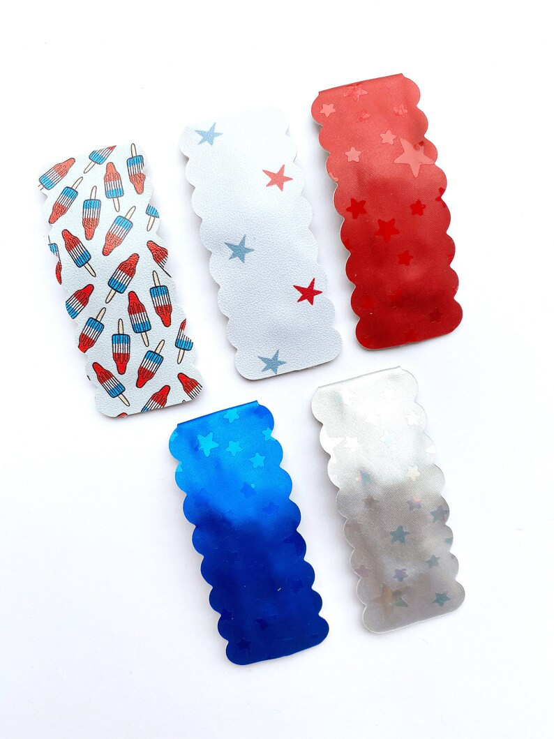 Leather Snap Clips | Faux Leather Hair Clip | Patriotic Snap Clip | Toddler Hair Clip | Scallop H... | Etsy (US)