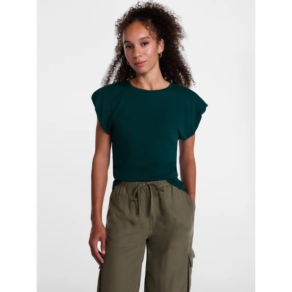 Scenario Women's Short Sleeve Bubble Cap Sleeve Tee, Sizes XS - 4X | Walmart (US)