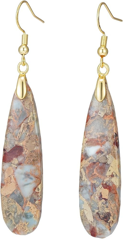 Boho Women Natural Stone Earrings Unique Healing Gemstone Energy Hypoallergenic Lightweight Dangl... | Amazon (US)