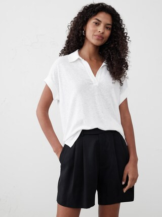 Linen-Blend Johnny Collar Shirt | Banana Republic Factory