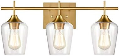 CLAXY Industrial Bathroom Vanity Lights 3-Light Clear Glass Wall Sconces | Amazon (US)
