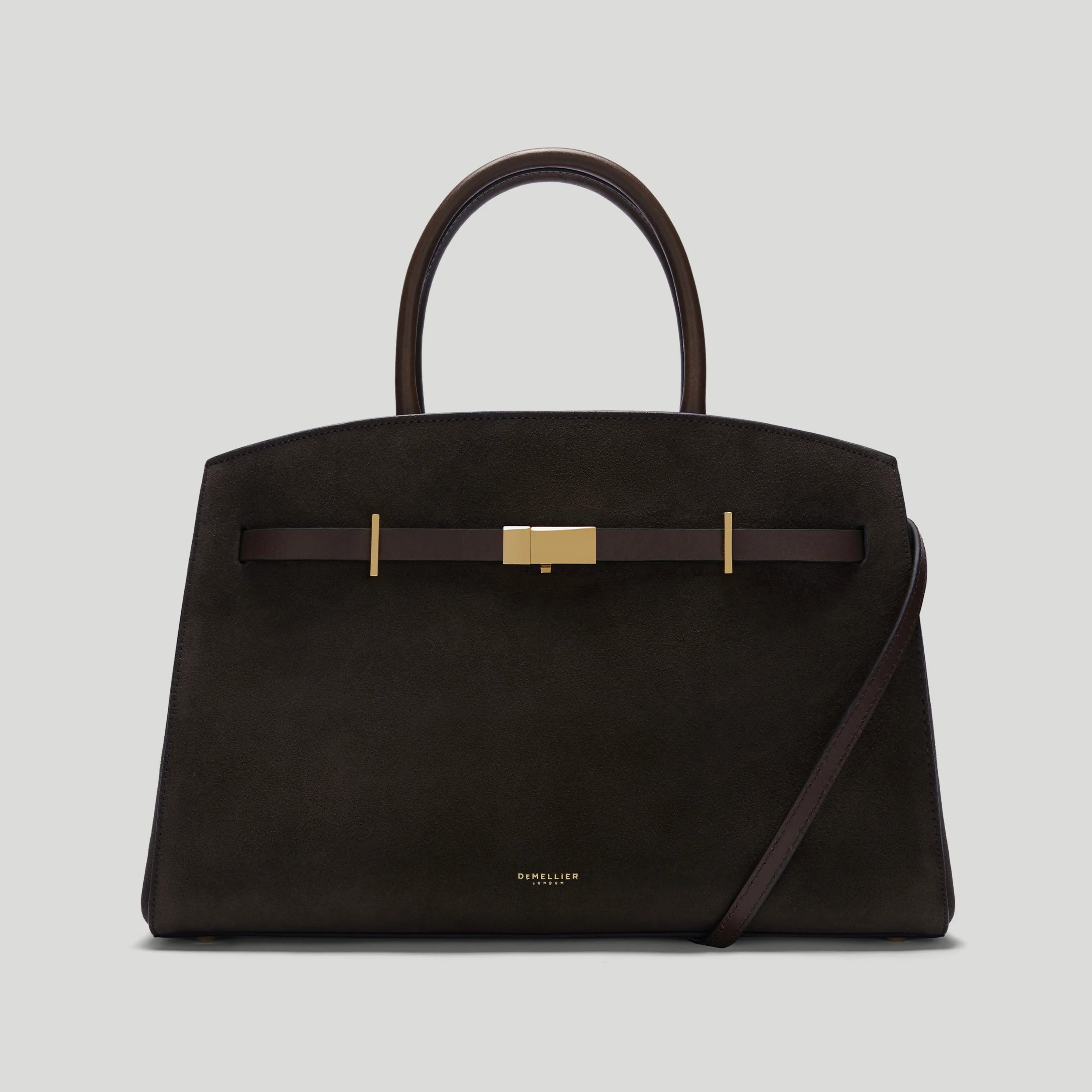 DeMellier The Midi Hudson in Dark Chocolate Suede Leather Crossbody bag | DeMellier