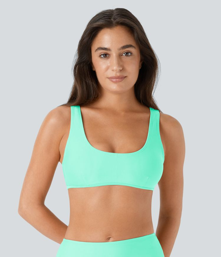 Women’s Solid U Neck Bikini Top Swimsuit - Halara | HALARA