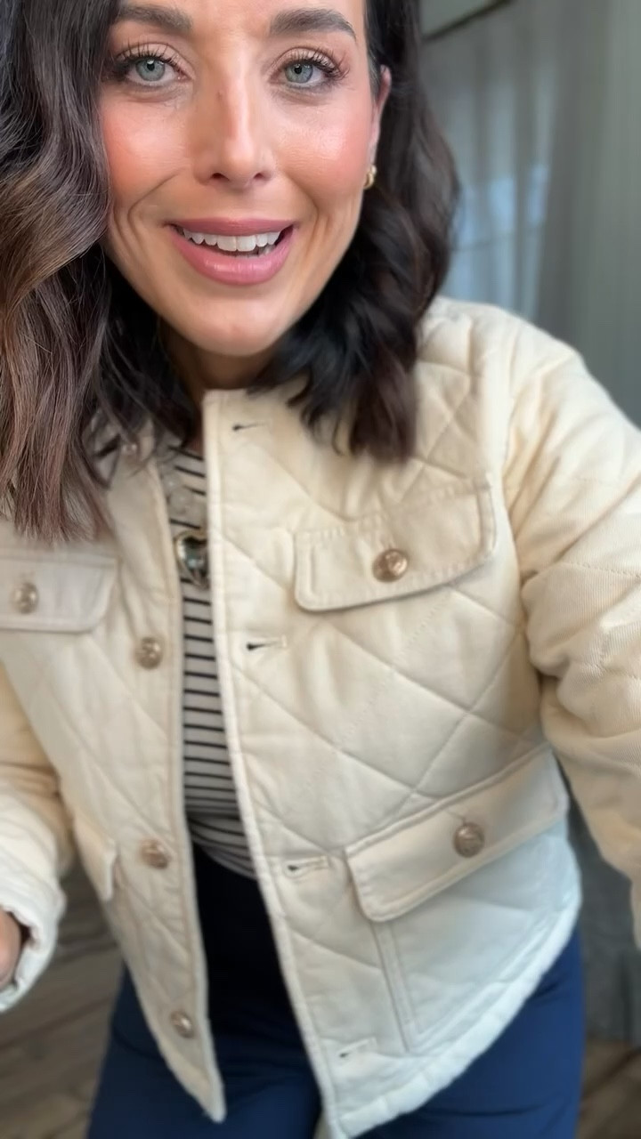 Walmart outfit giving designer vibes ✨ this quilted jacket with gold button details looks so elevated. Paired with navy trousers that have the cutest pocket detail (very Anthro-inspired) and a striped puff sleeve top for the perfect polished look.

Such a high-end feel on a budget. Classic, structured, and easy to wear for work or everyday.

Walmart outfit | designer look for less | quilted jacket with gold buttons | navy trousers outfit | puff sleeve striped top | Anthro inspired style | affordable chic outfit | Walmart fashion finds

#LTKmomlife #LTKPetite