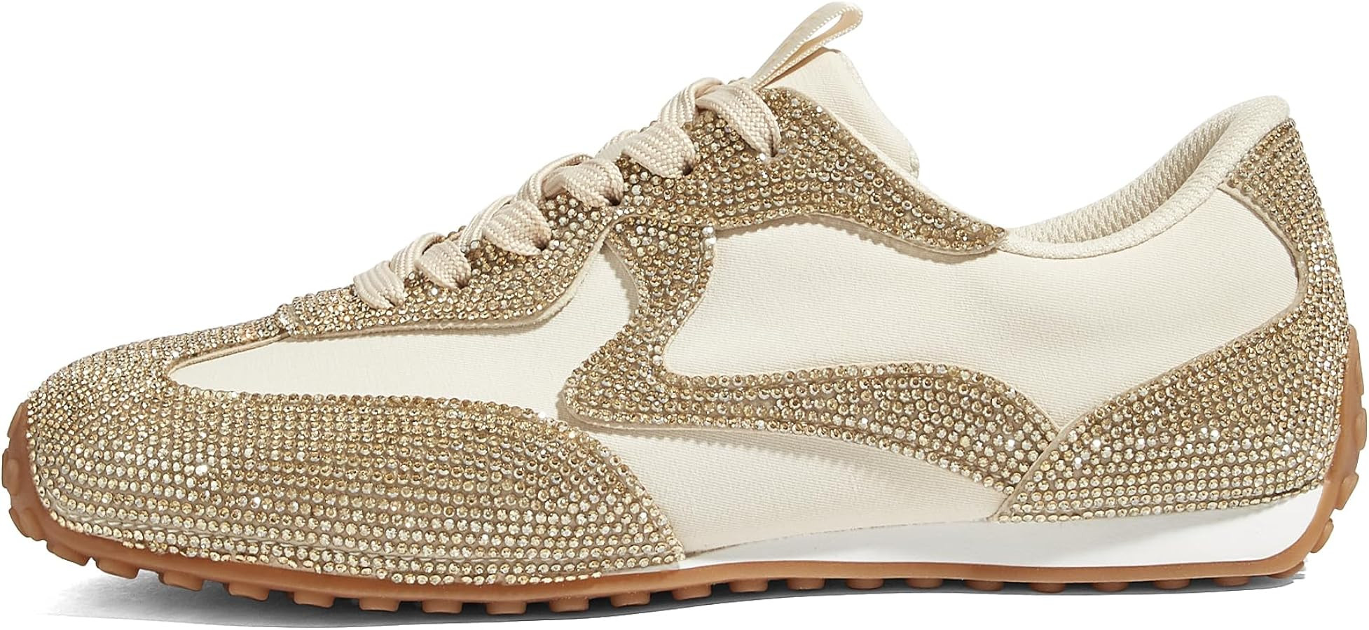 LUCKY STEP Women's Rhinestone Fashion Sneakers | Sparkly Bling Bedazzled Sparkle Wedding Bridal S... | Amazon (US)