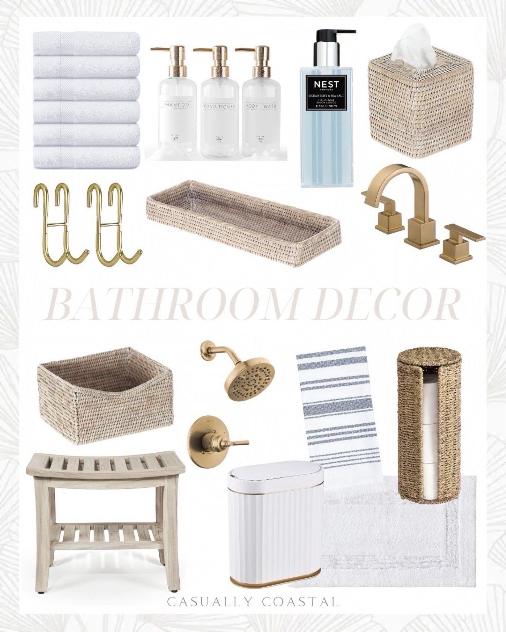 A round-up of some of my favorite Amazon bathroom decor that I have & love!
-
Coastal home decor, coastal style, coastal amazon decor, white bathroom decor, coastal bathroom decor, bathroom organization, amazon baskets amazon bathroom faucets, brass bathroom fixtures, brass shower head, bathroom baskets, woven baskets, shelf baskets, rattan bathroom decor, amazon bath towels, white bathroom towels, shower hooks, rattan baskets, woven tissue box cover, bathroom vanity decor, bathroom soap, sea salt soap, amazon bath mat, white bath mat, amazon soap dispensers, NEST soap, toilet paper holder, toilet paper storage, bathroom storage, white bathroom trash can, motion sensor trash can, teak shower bench, amazon shower bench, bathroom bench, bathroom hand towels, amazon hand towels, bathroom stool, dipped stool, neutral bathroom decor 


#LTKHome