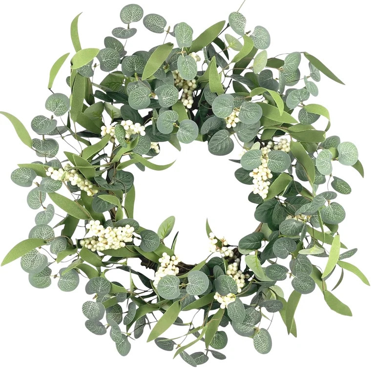 TETOU 20.5" Artificial Wreath, Eucalyptus Wreath, Spring Summer Wreath for Front Door Outside Far... | Walmart (US)