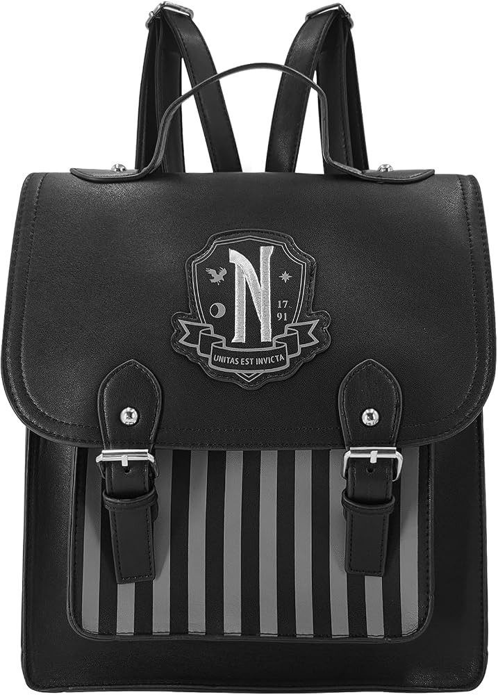 MARINASUKA Backpacks for Boys Girls Kawaii School Backpacks Black Faux Leather Bag Nevermore Acad... | Amazon (US)