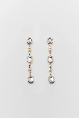 Diana Gold Rhinestone Drop Earrings | Avara