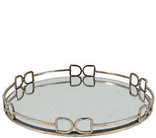 18" Silver Round Decorative Mirror Tray by Vale | QVC