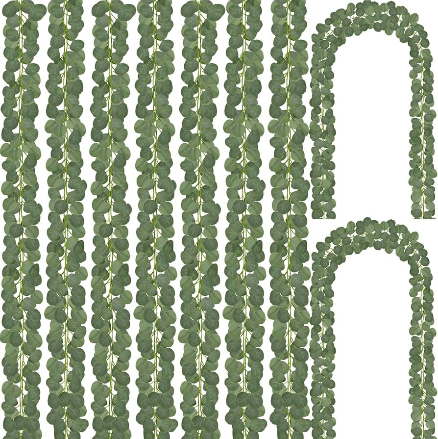 CQURE 24 Pack Eucalyptus Garland, Artificial Greenery Garland Faux Eucalyptus Leaves Table Vines ... | Amazon (US)