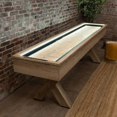 American Legend White Oak LED Shuffleboard Table with Buffet Top | Wayfair North America