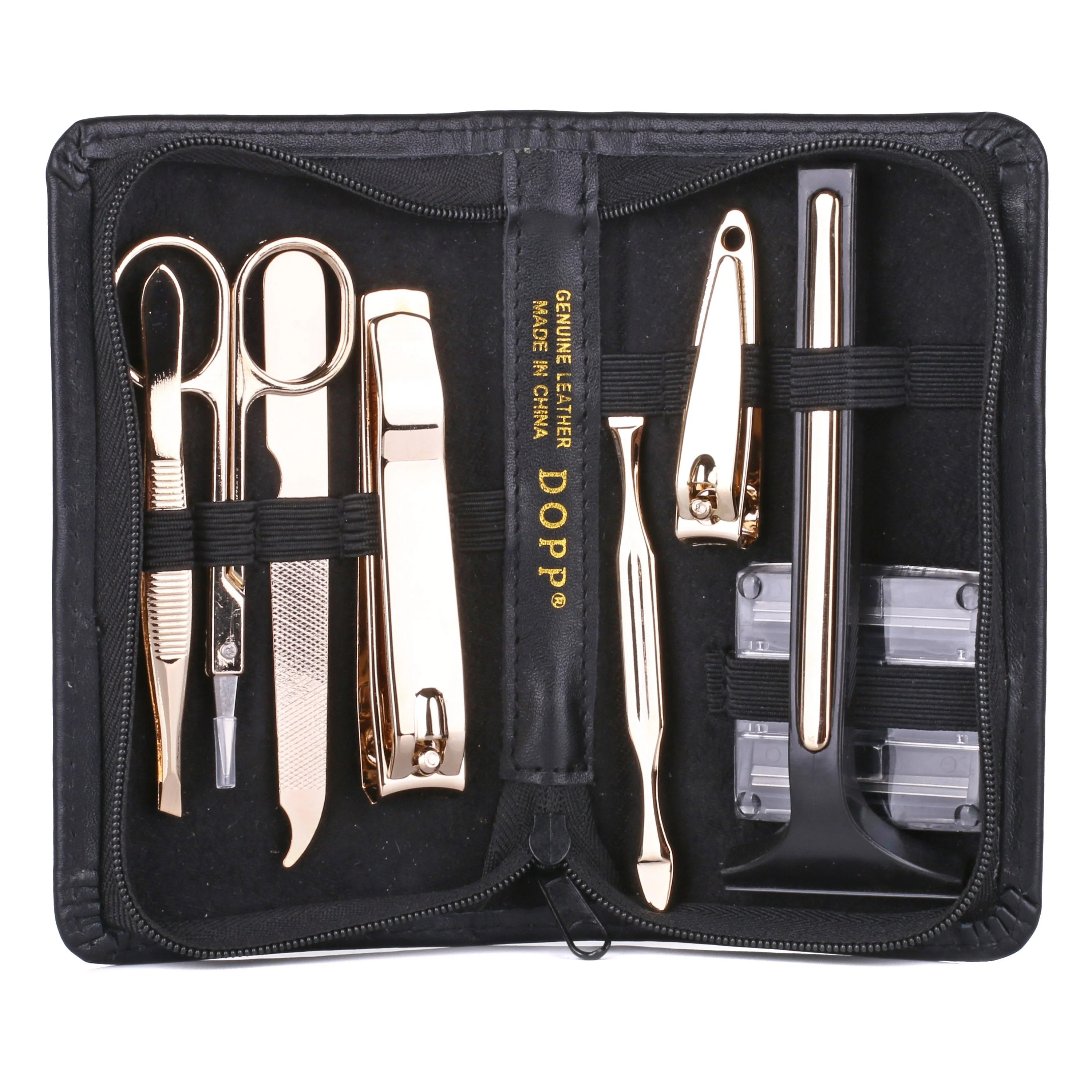 Dopp Men's 8-Piece Genuine Leather Manicure Set, Black - Walmart.com | Walmart (US)
