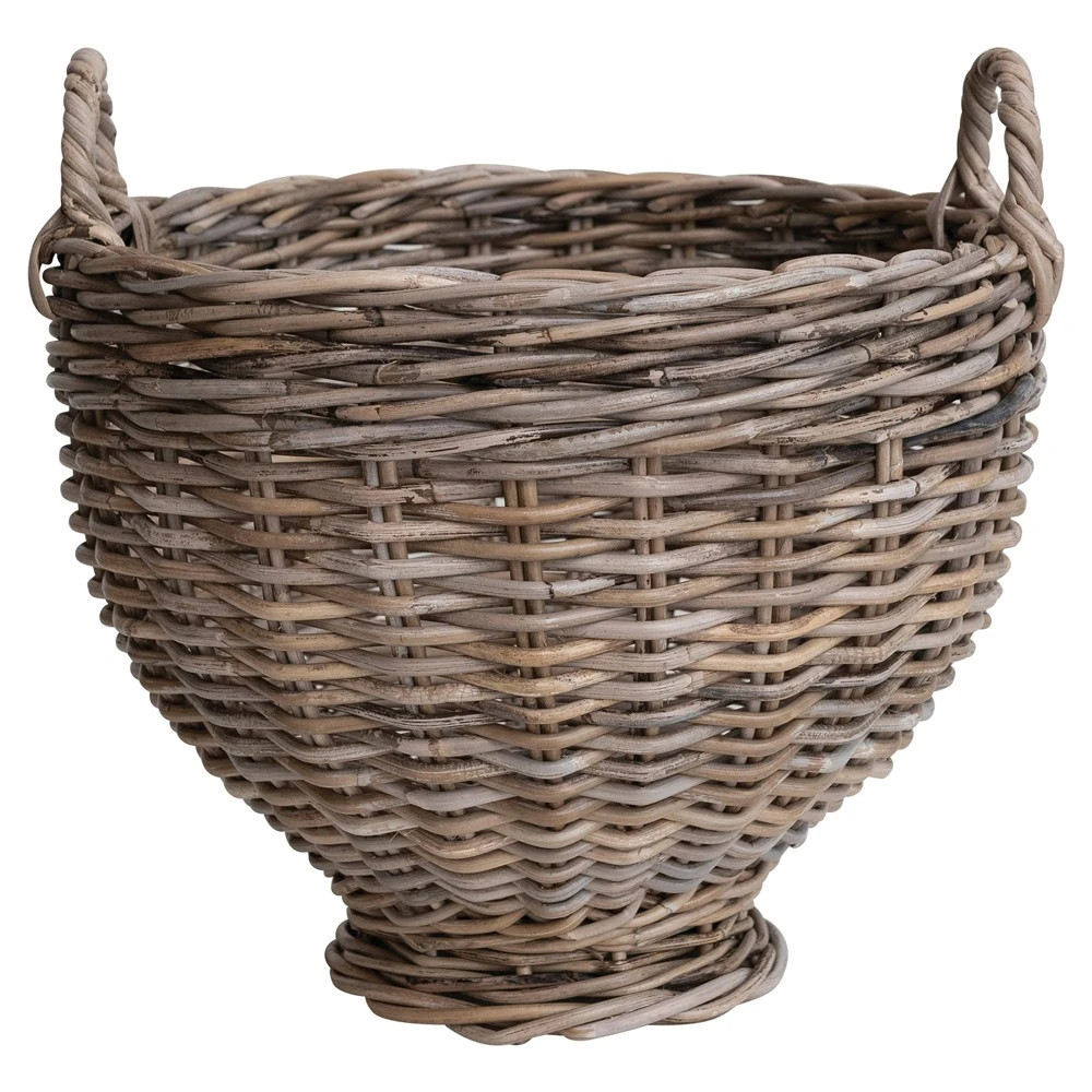 Maisie Coastal Beach Natural Rattan Footed Floor Basket | Kathy Kuo Home