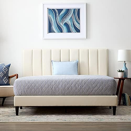 Lucid Upholstered Platform Bed with Channel Tufted Headboard-Sturdy Wood-No Box Spring Required | Amazon (US)