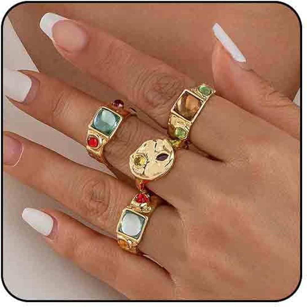 Sora Tuki Chunky Rings for Women Adjustable Statement Ring Set Stackable Thumb Rings for Women Tr... | Amazon (US)