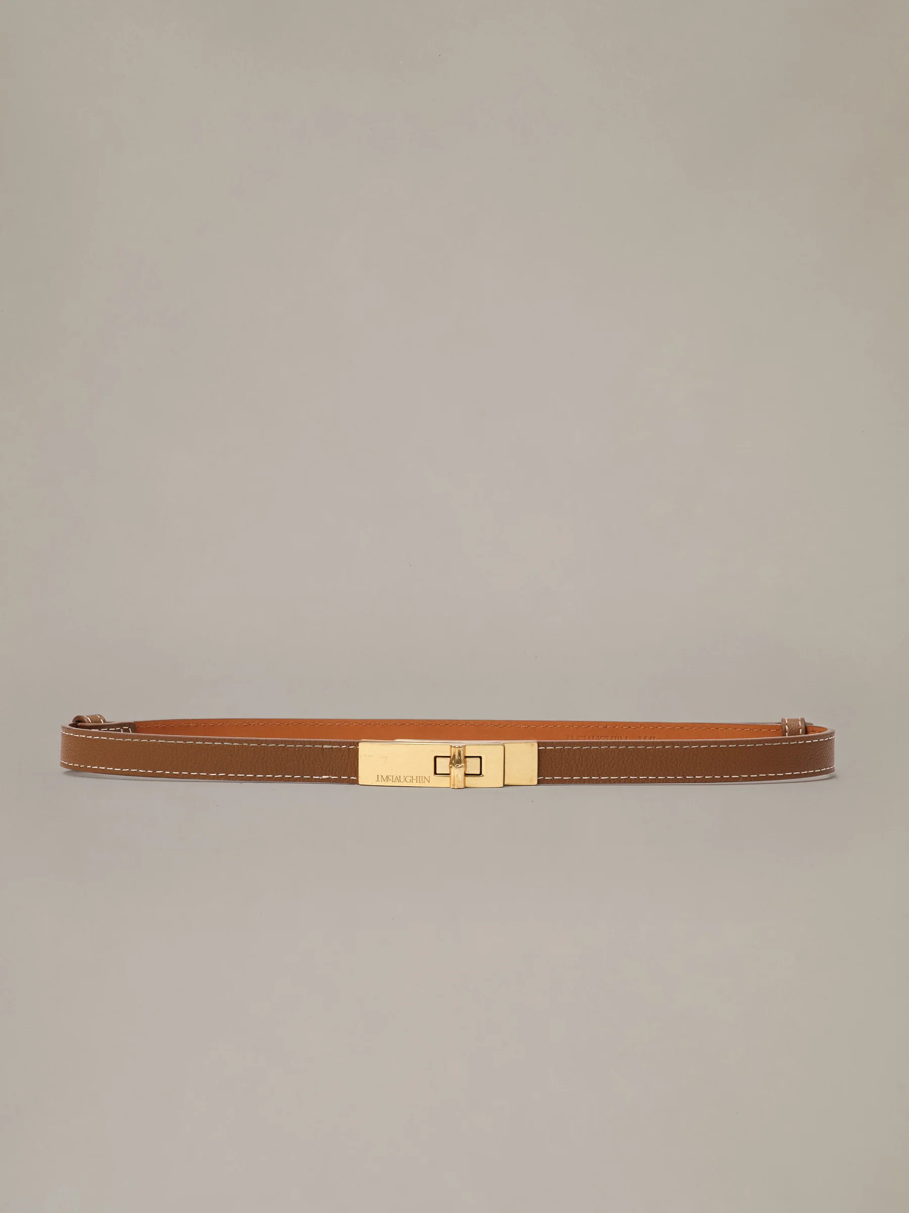 Saddle/Gold Solid Liv Leather Belt | Women's Belts | J.McLaughlin | J.McLaughlin