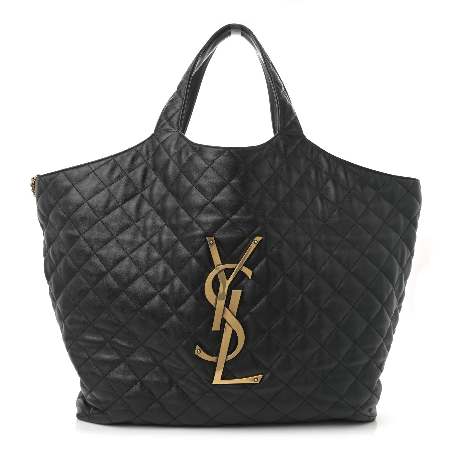 Lambskin Quilted Maxi Icare Shopping Tote Black | FASHIONPHILE (US)