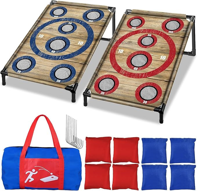 NZQXJXZ Portable Cornhole Board Set with 8 Bean Bags Corn Hole Toss Game Cornhole Games for Indoo... | Amazon (US)