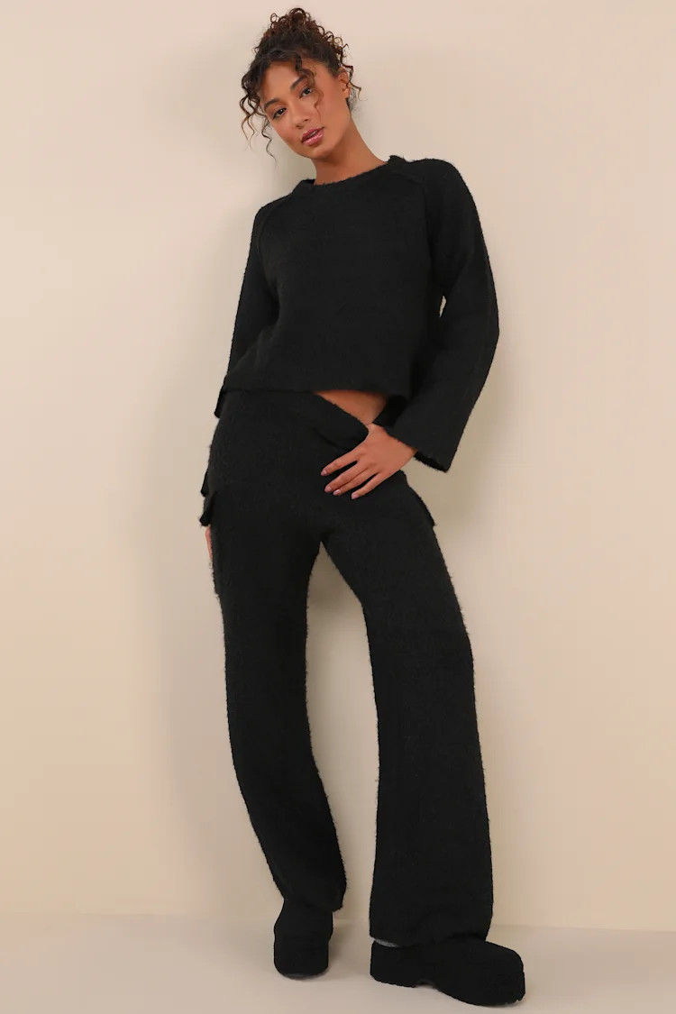 Signature Sunday Black Knit Sweater Pants | Lulus