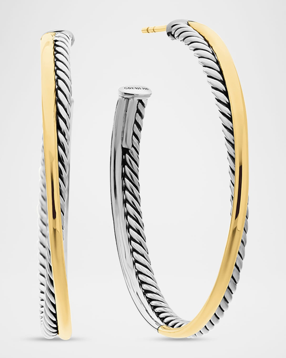 DY Crossover Gold Hoop Earrings, 1.5"L | Neiman Marcus