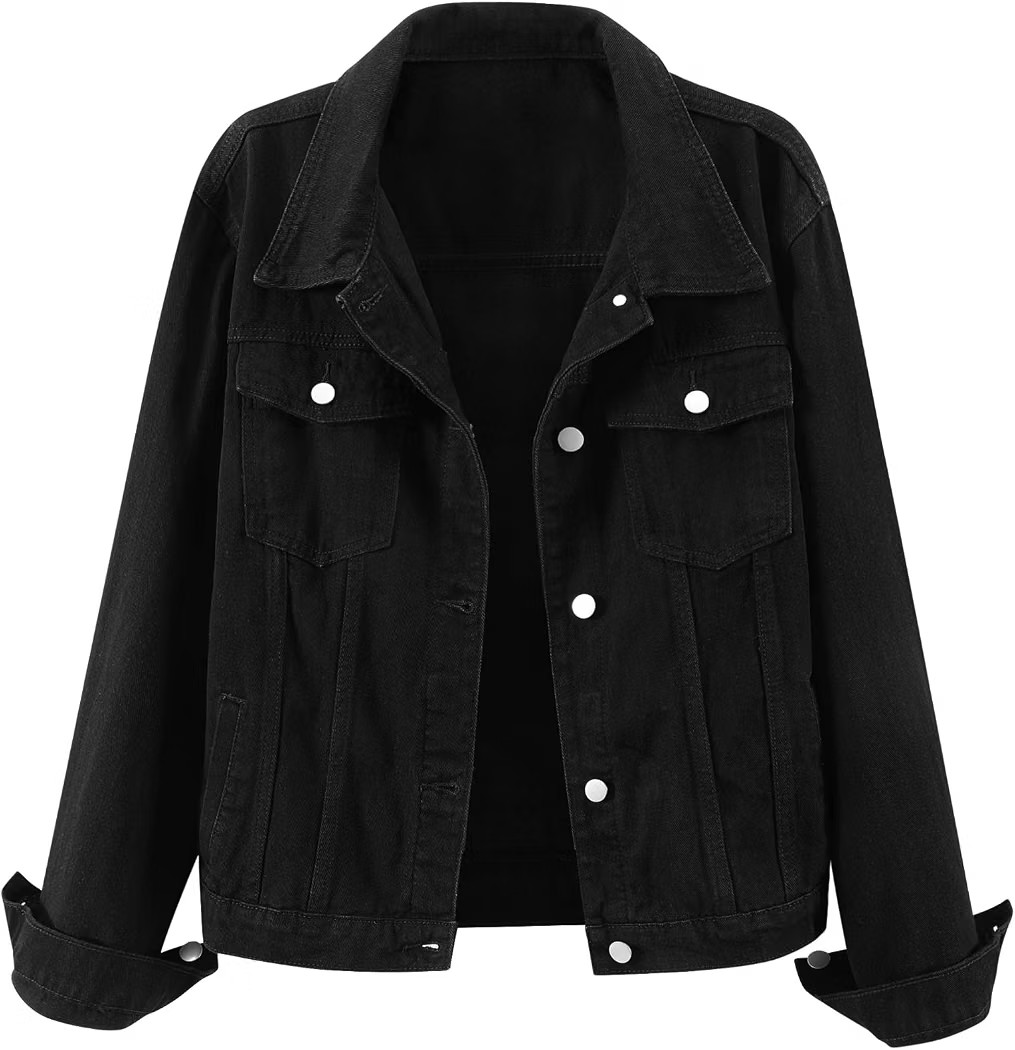 Women's Basic Long Sleeve Button Down Distressed Denim Jackets Jean Jacket Coat | Amazon (US)