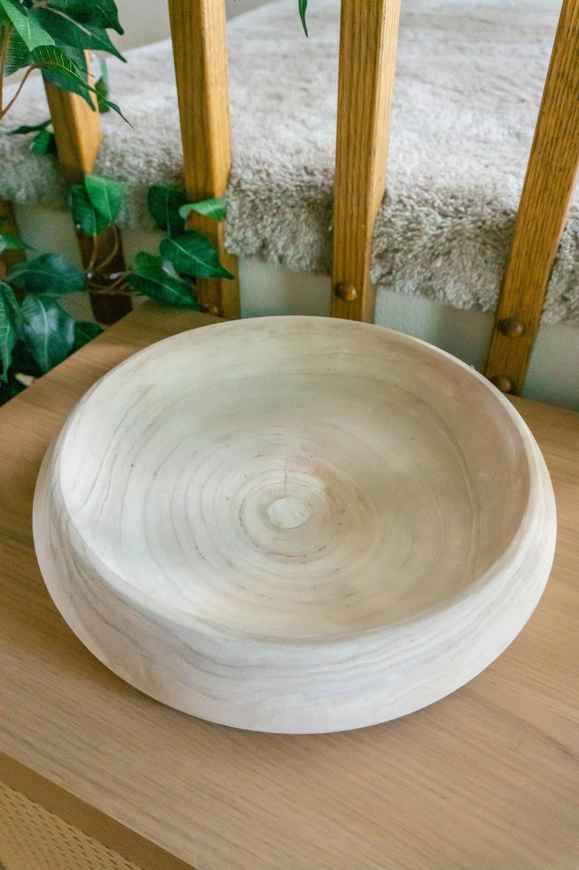 HOMBEMO Decorative Wood Bowl, Wooden Dough Bowl of Paulownia Wood, Round Wood Bowls for Home Deco... | Amazon (US)