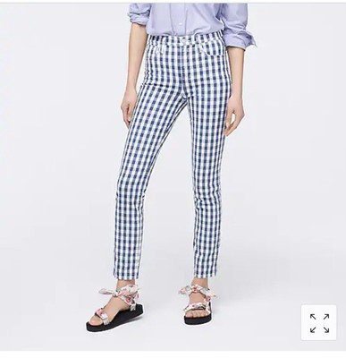 J. Crew 10 Inch Vintage Straight Jeans Gingham Blue White Print NWT 28 | eBay US