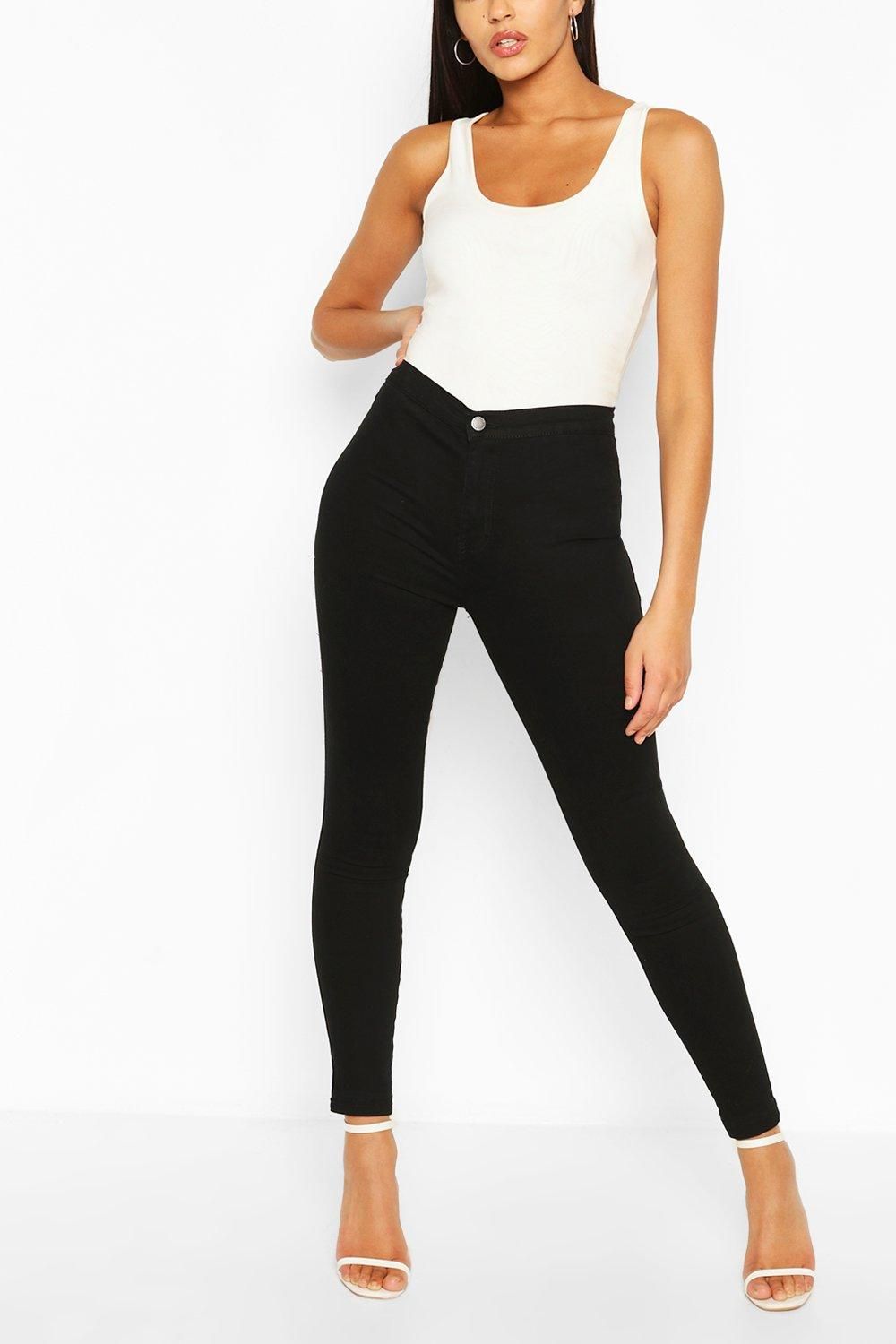 Womens Tall Denim High Waisted Cropped Disco Jeans - Black - 10 | Boohoo.com (US & CA)